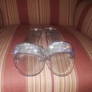 SEXY SPARKLING CRYSTAL CLEAR FLAT SANDAL
